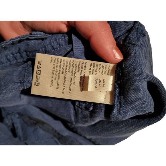 Anthropologie Audra Utility Pants Linen Lyocell Blue Women's 26 - Picture 2 of 5